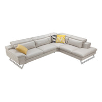 Retse Leatherette Corner Sofa Couch 5 Seater with Chaise - Cream - Notbrand