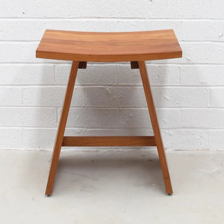 Archie Teak Stool With Rubber, Padded Feet - Natural - Notbrand