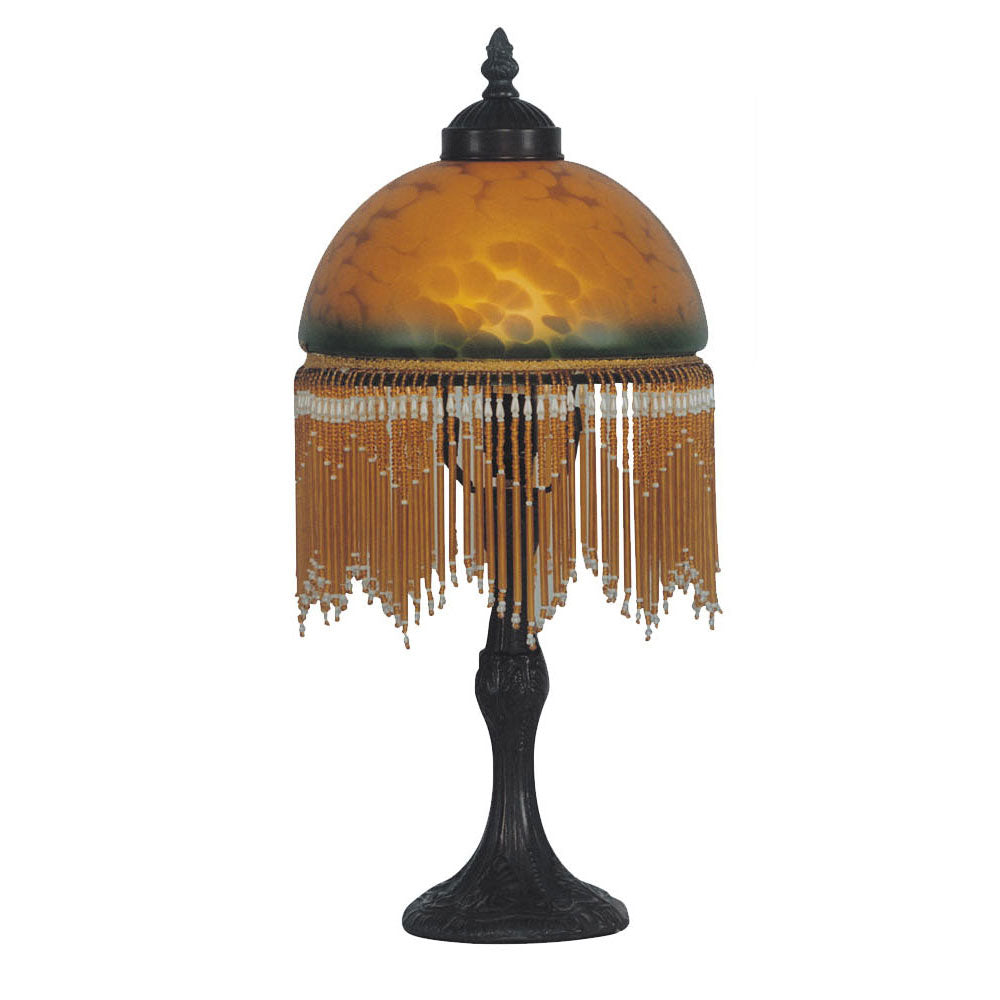 Victorian Beaded Style Table Lamp - Amber Green - Notbrand