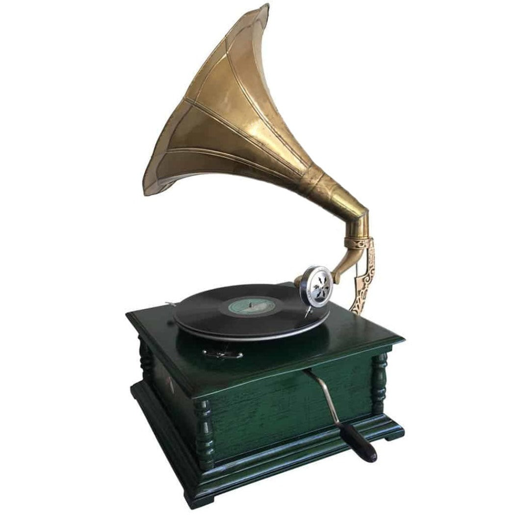 His Master's Voice Vintage Gramophone - Olive Green - Notbrand