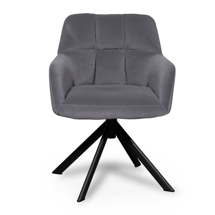 Visitor Chair - Dark Grey Velvet with Black Legs - Notbrand