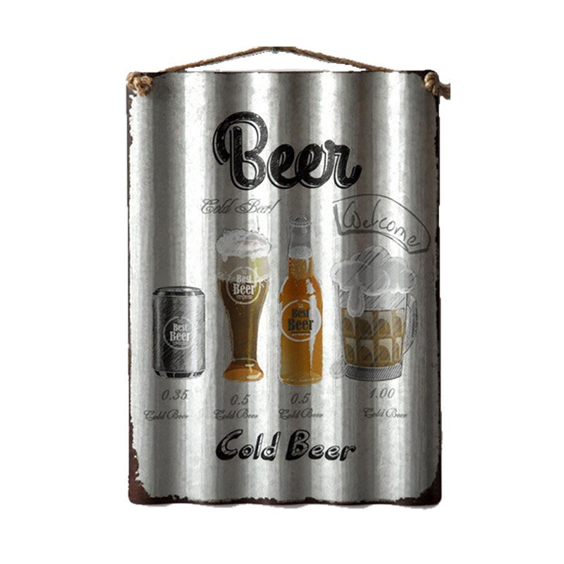 Cold Beer Corrugated Wall Plaque - Notbrand