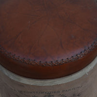 French Canvas Leather Perfume Ottoman - Notbrand
