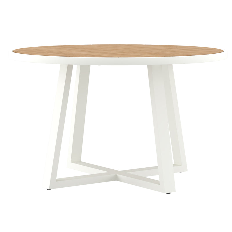 Luke Outdoor Round Dining Table in White Pearl – 1.25m - Notbrand