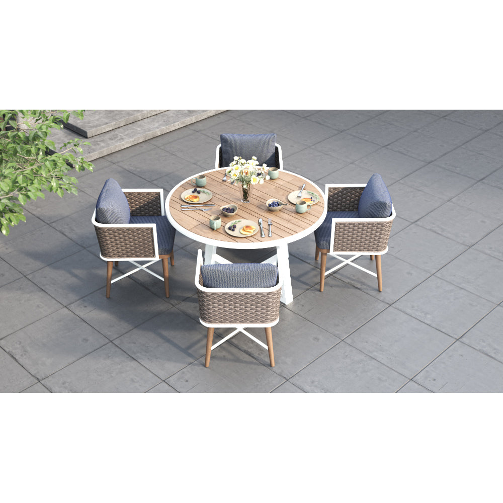 Luke Outdoor Round Dining Table in White Pearl – 1.25m - Notbrand