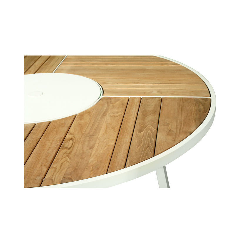 Luke Outdoor Round Dining Table in White Pearl – 1.9m - Notbrand