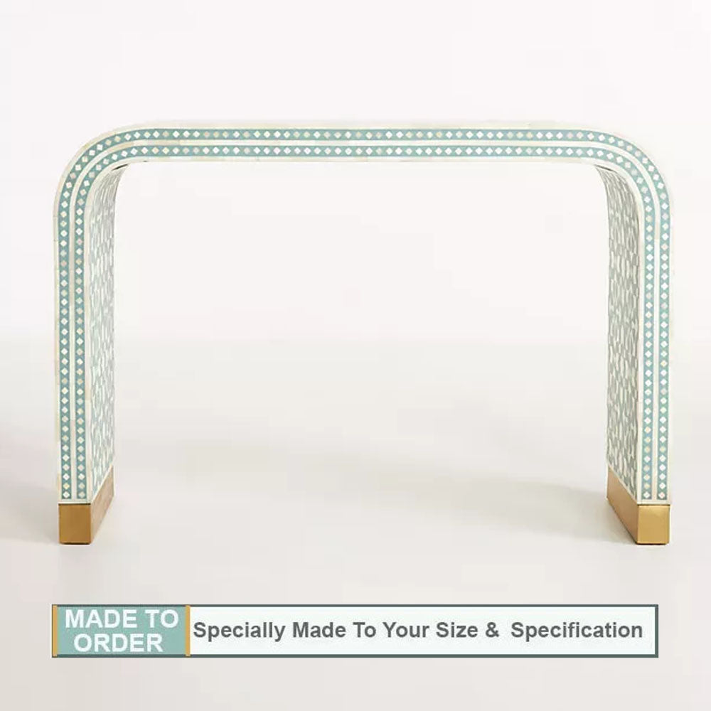 Moroccan Bone Inlay Waterfall Console Table - Notbrand