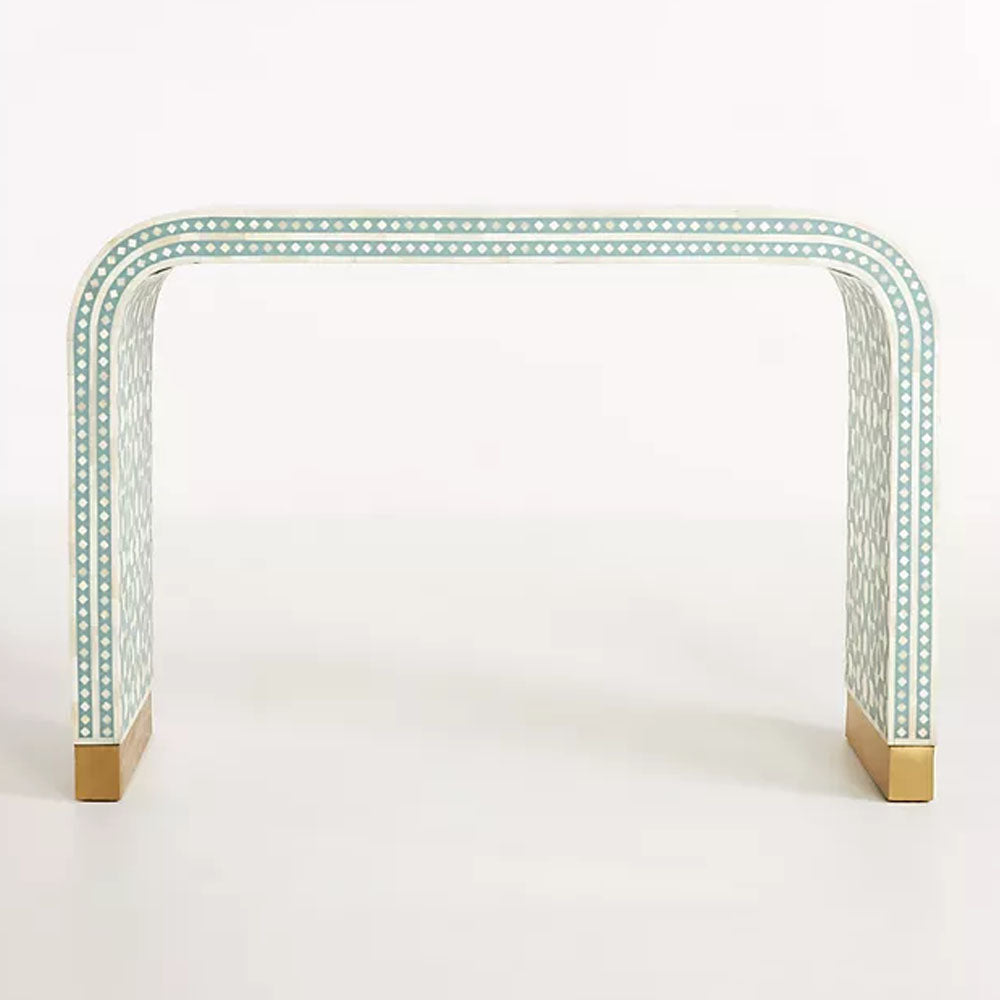 Moroccan Bone Inlay Waterfall Console Table - Notbrand