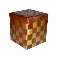 Weaving Cube Tan Ottoman - NotBrand