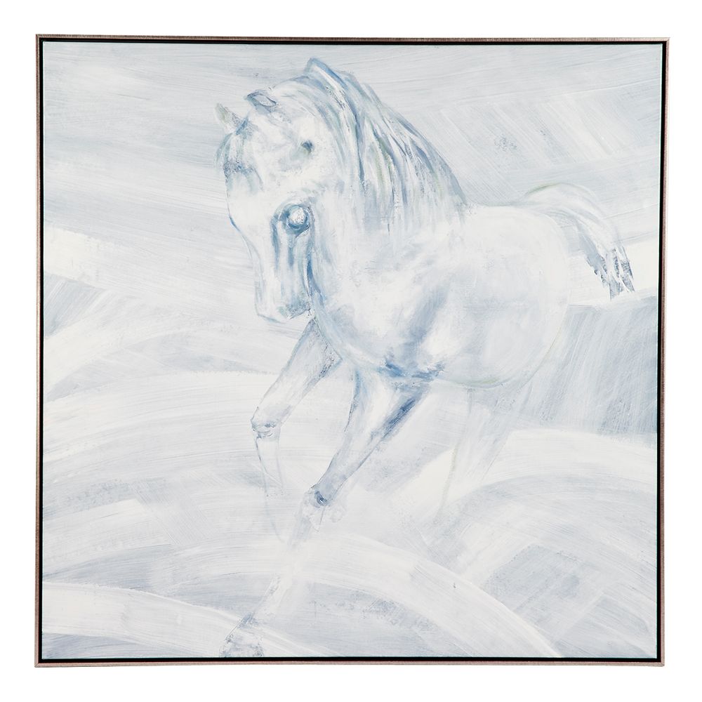 White Stallion Oil On Canvas Painting - Left Hand Facing - Notbrand