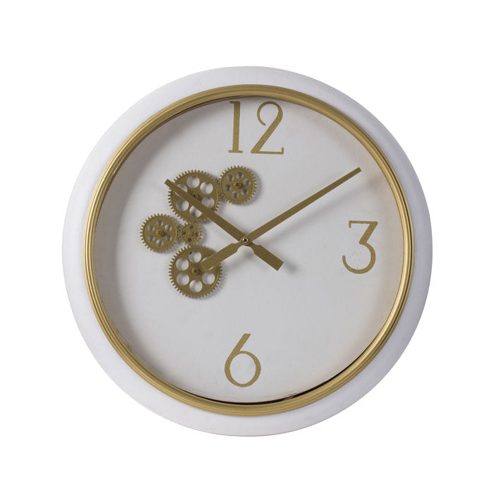 White & Gold Gear Clock - Notbrand