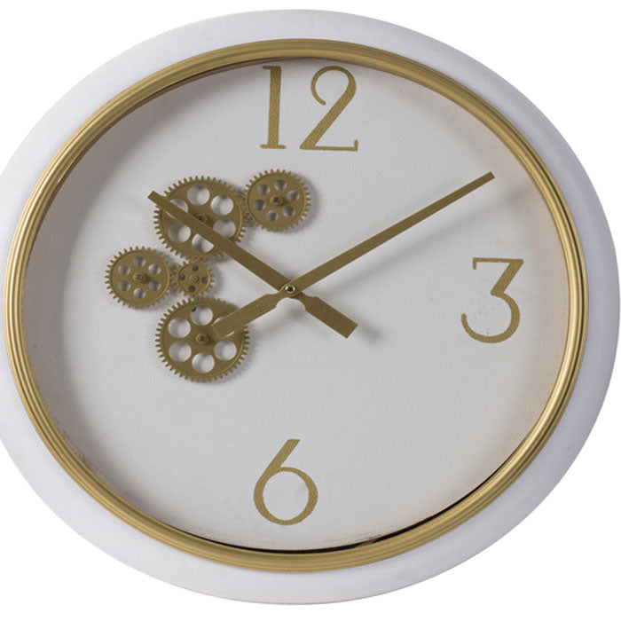 White & Gold Gear Clock - Notbrand