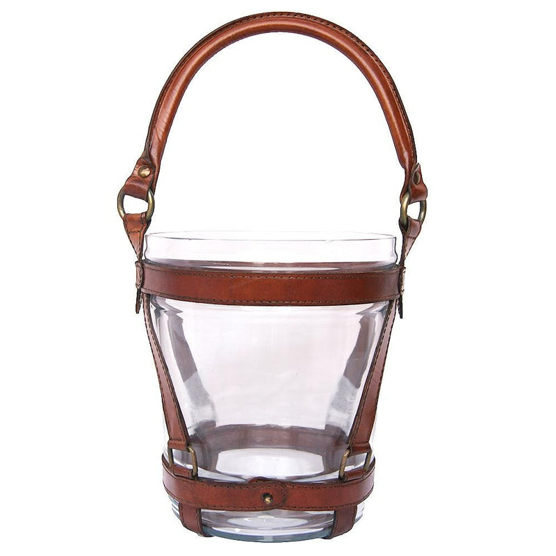 Glass Wine Bucket with Tan Leather Handle - Notbrand