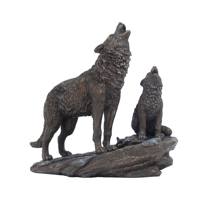 Wolf - Parent & Cub Bronze Figurine - Notbrand