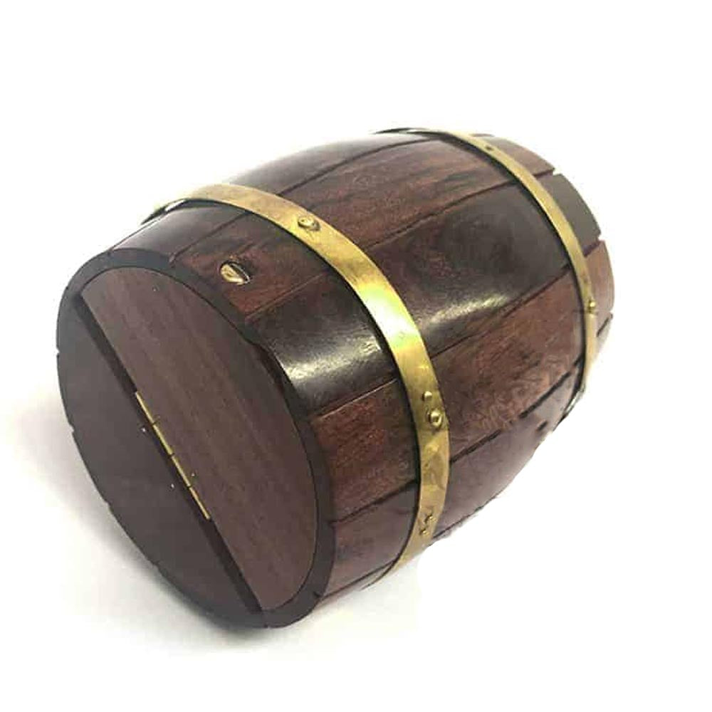 Wood & Brass Barrel Money Box 180mm - Notbrand