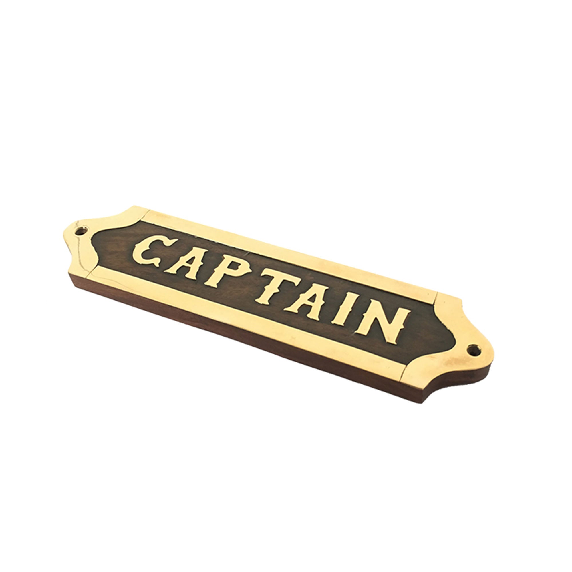 Wood & Brass Plaque - Captain - Notbrand