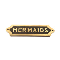 Wood & Brass Plaque - Mermaids - Notbrand