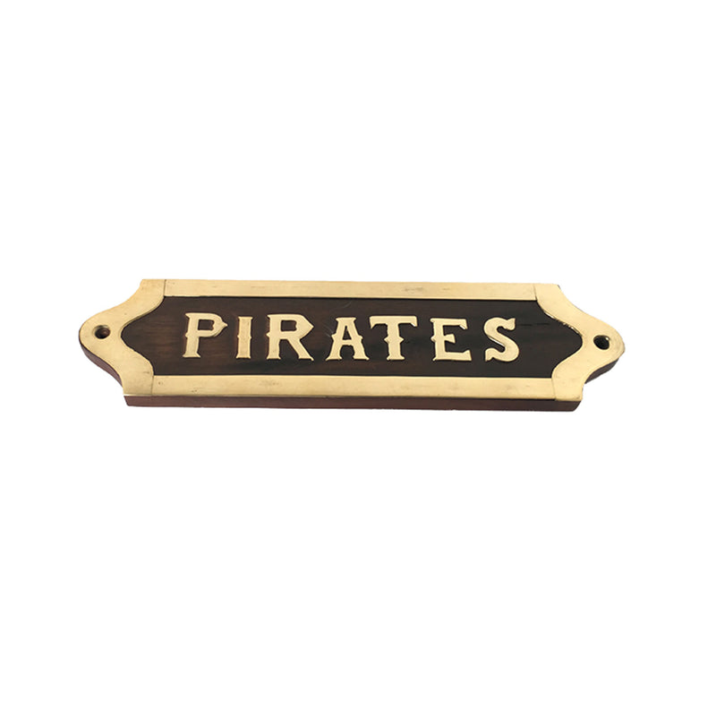Wood & Brass Plaque - Pirates - Notbrand