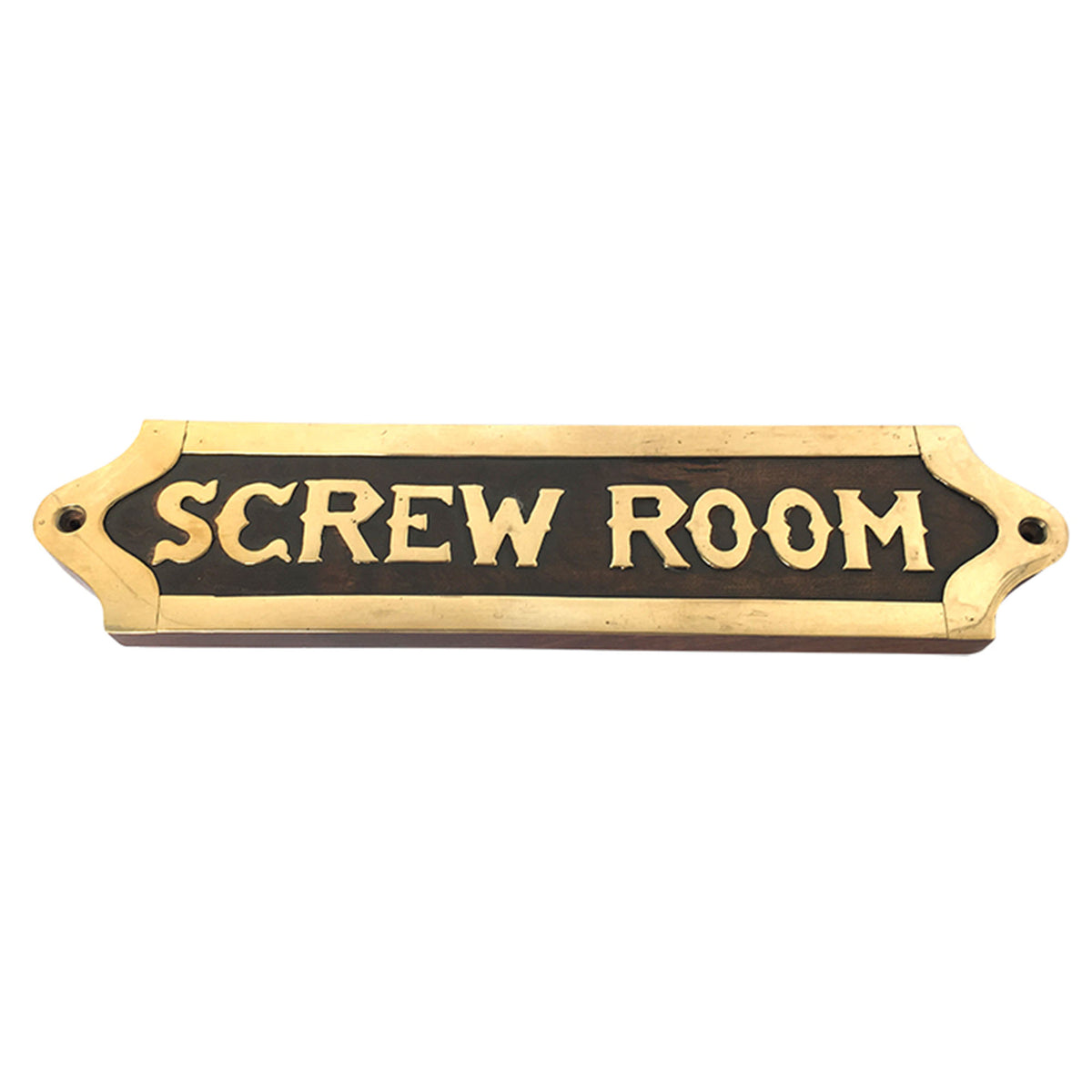 Wood & Brass Plaque - Screw Room - Notbrand