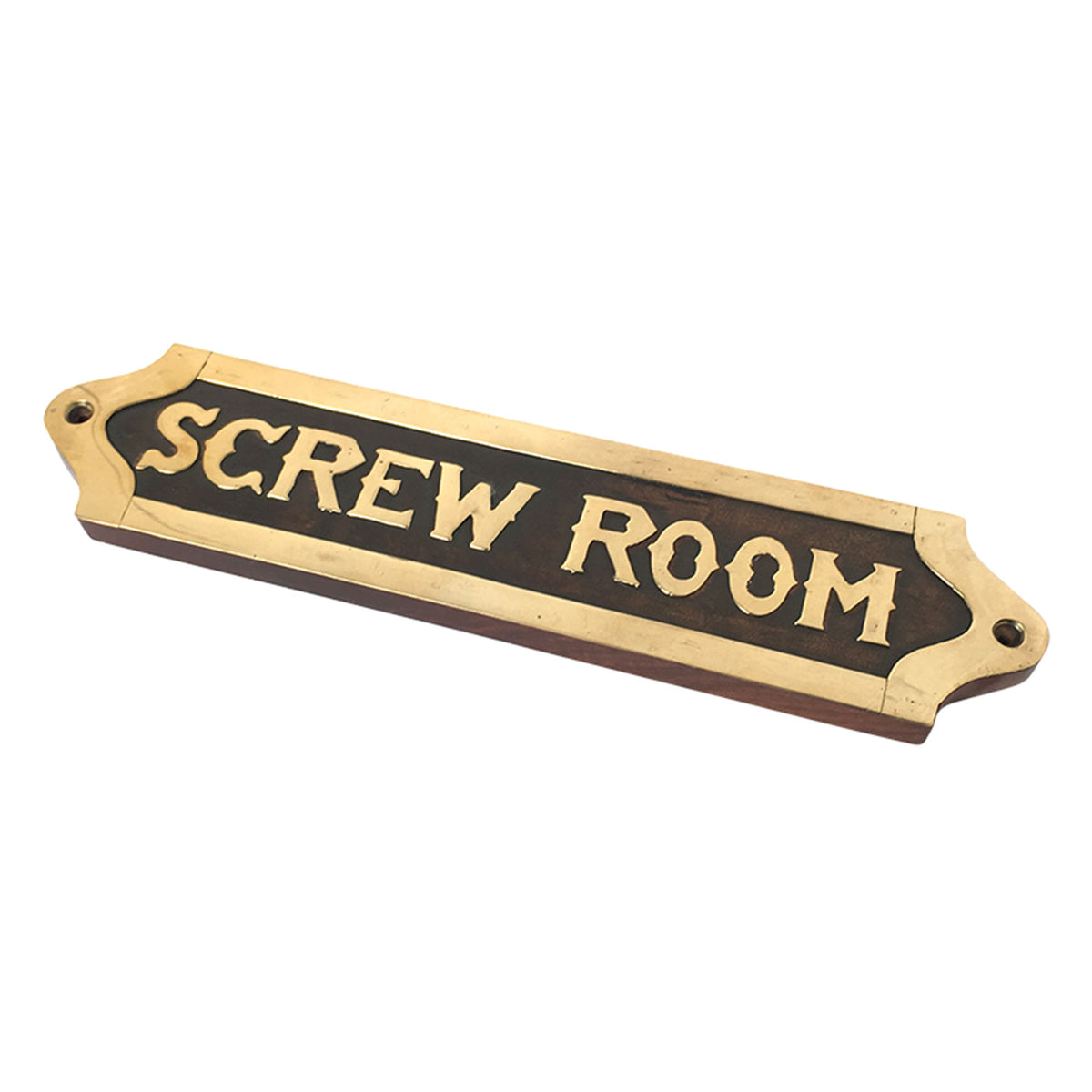 Wood & Brass Plaque - Screw Room - Notbrand