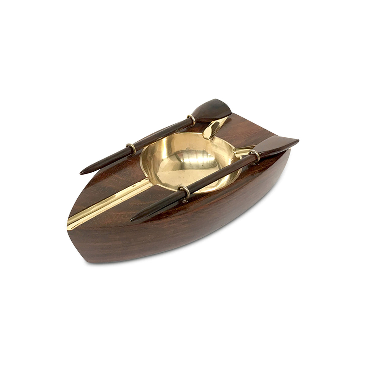 Wooden Brass Row Boat Ashtray - Notbrand