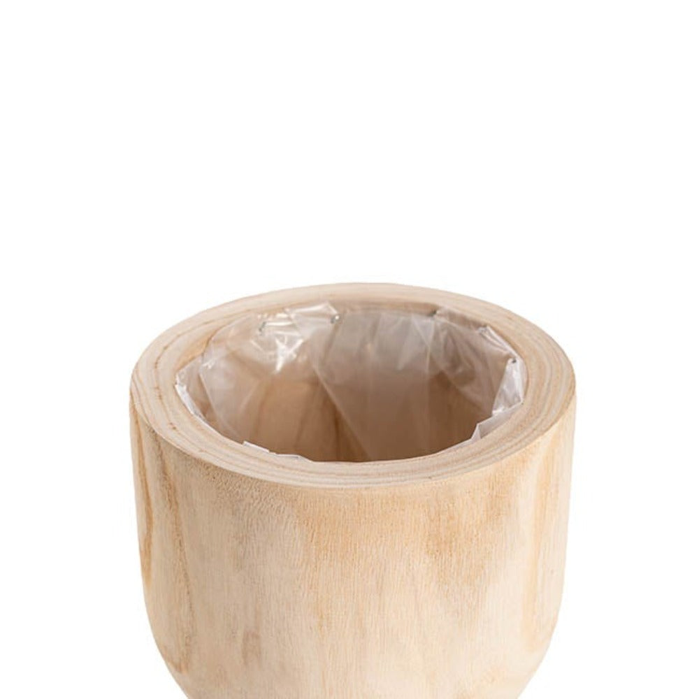 Set of 3 Wooden Cylindrical Buffalo Pot - Small - Notbrand