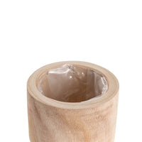 Set of 3 Wooden Cylinder Pot with Short Feet - Medium - Notbrand