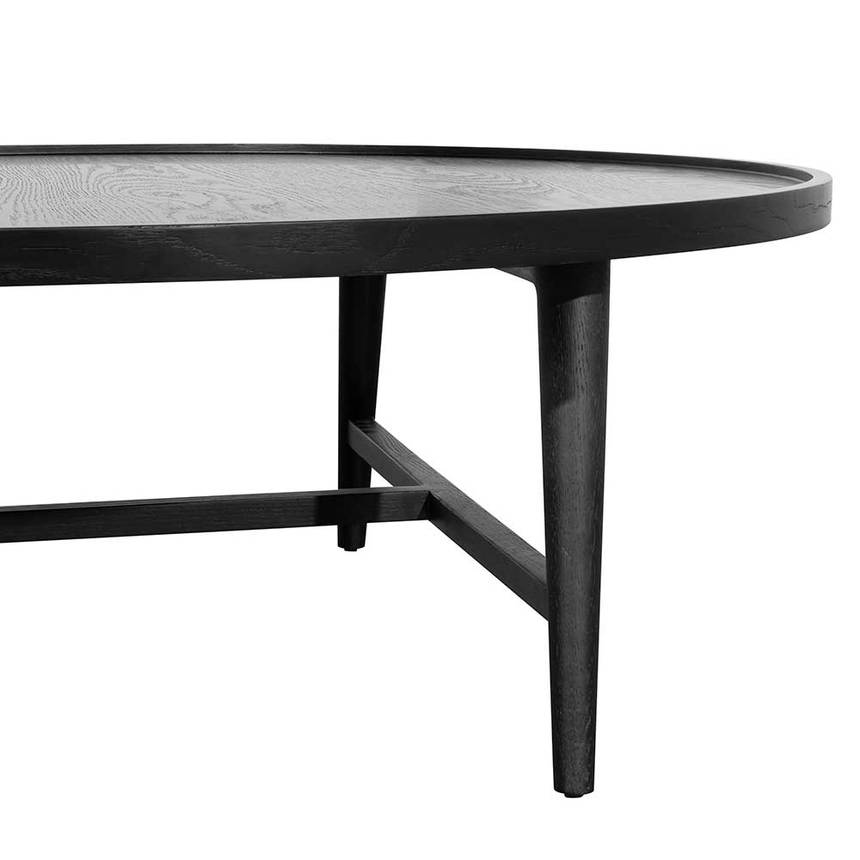Wooden Round Coffee Table - Black - Notbrand