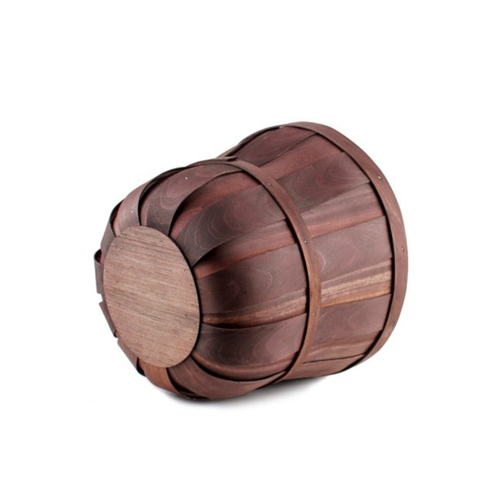 Set of 3 Wooden Round Woven Barrel Hamper - Small - Notbrand