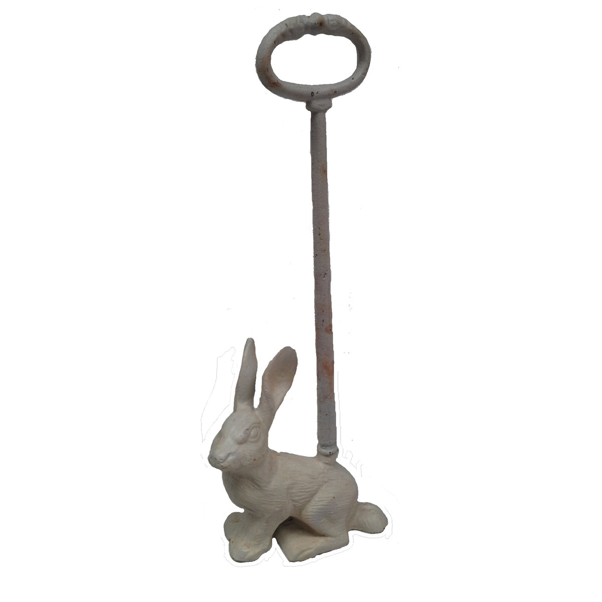 Rabbit Cast Iron Door Stopper with Handle - Antique White - Notbrand