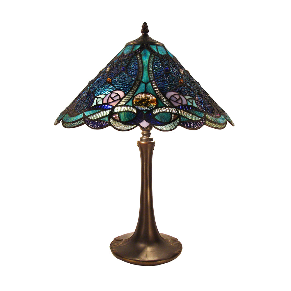 Zander Tiffany Style Table Lamp - Blue - Notbrand