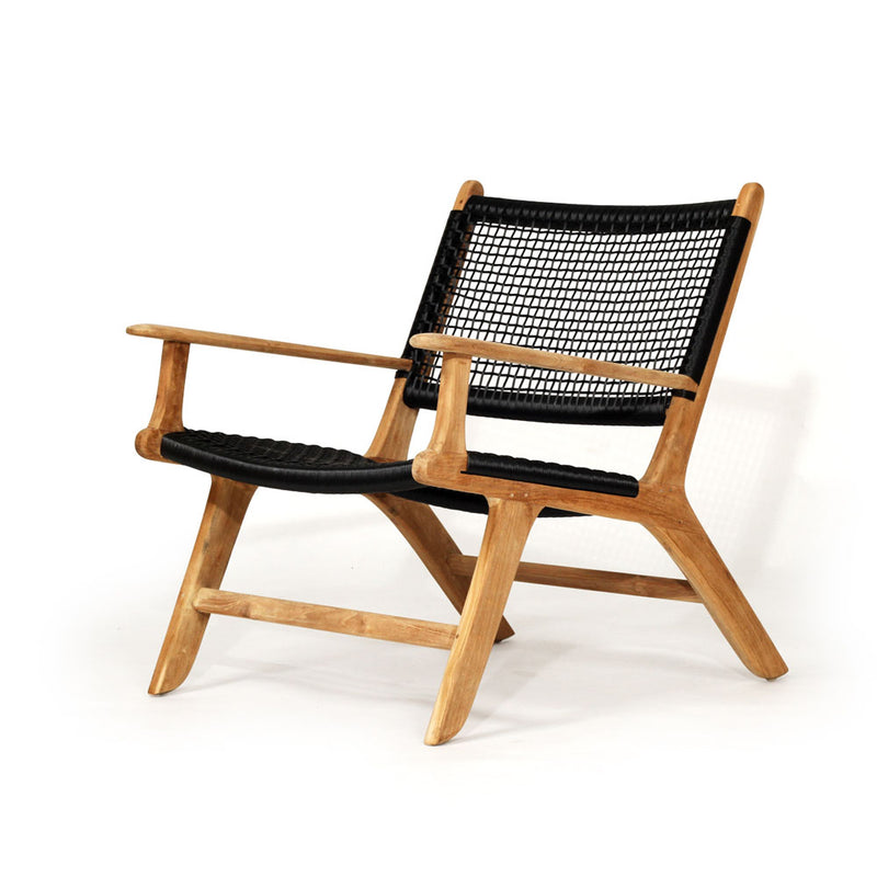 Earine Teak Wood Accent Arm Chair - Black  - Notbrand