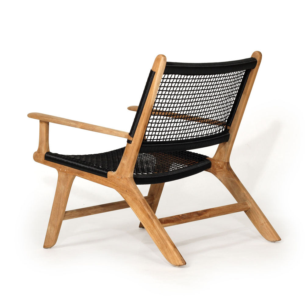 Earine Teak Wood Accent Arm Chair - Black - Notbrand