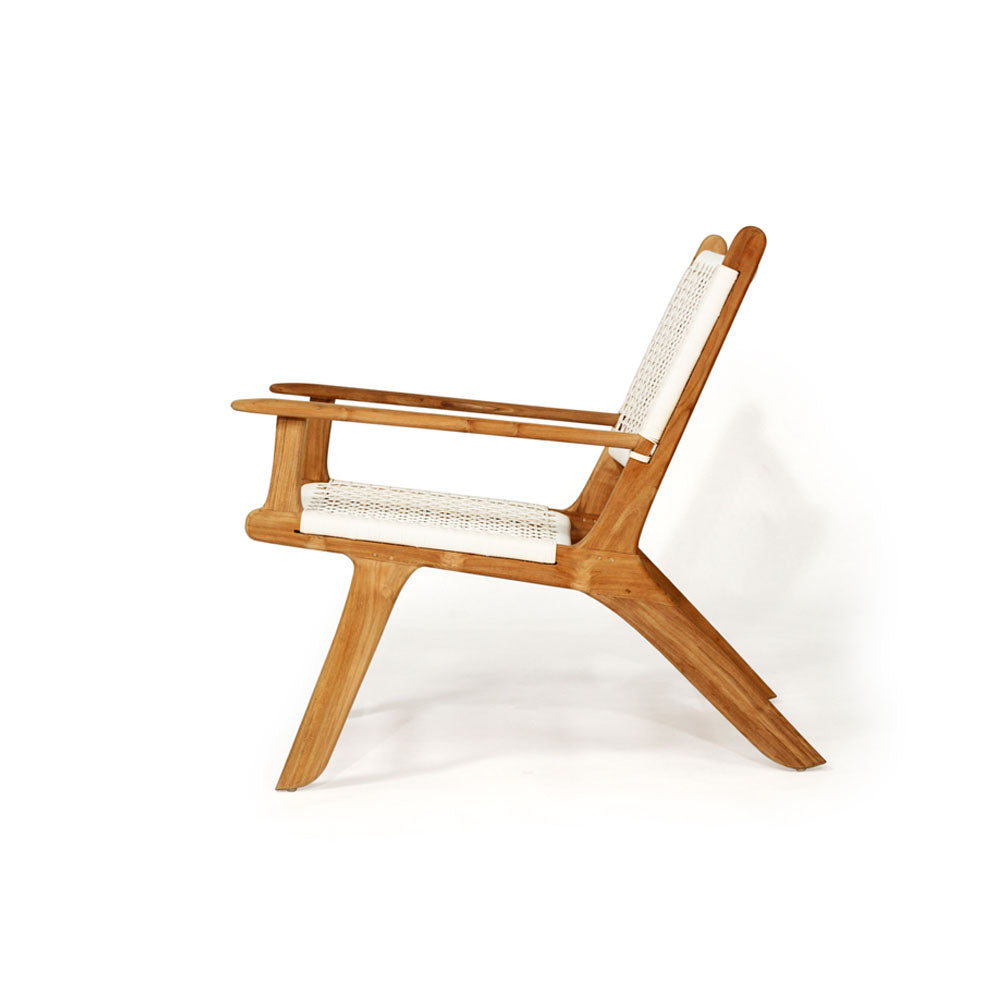 Earine Teak Wood Accent Arm Chair - White - Notbrand
