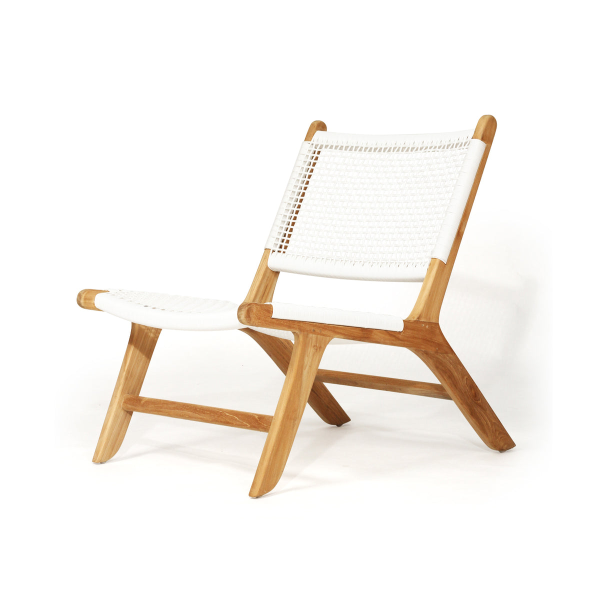 Earine Teak Frame Accent Chair – White - Notbrand