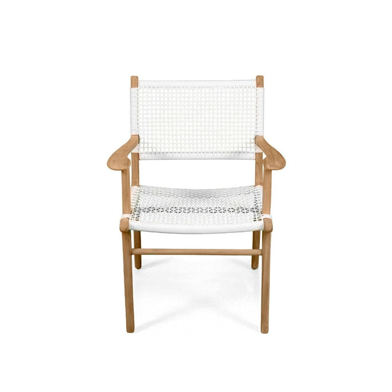 Earine Teak Wood Armchair – White - Notbrand