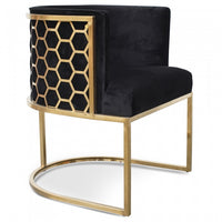 Deluxe Lounge Chair In Black Velvet Seat - Brushed Gold - Notbrand
