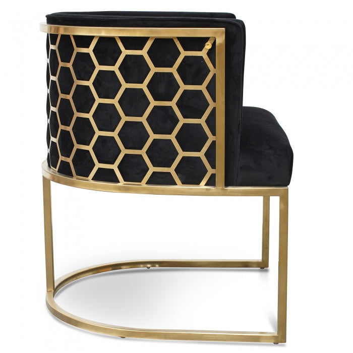 Deluxe Lounge Chair In Black Velvet Seat - Brushed Gold - Notbrand