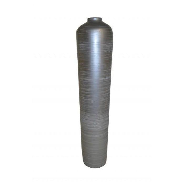 Tall Cylindrical Narrow Neck Lacquer Vase - Silver Grey - Notbrand