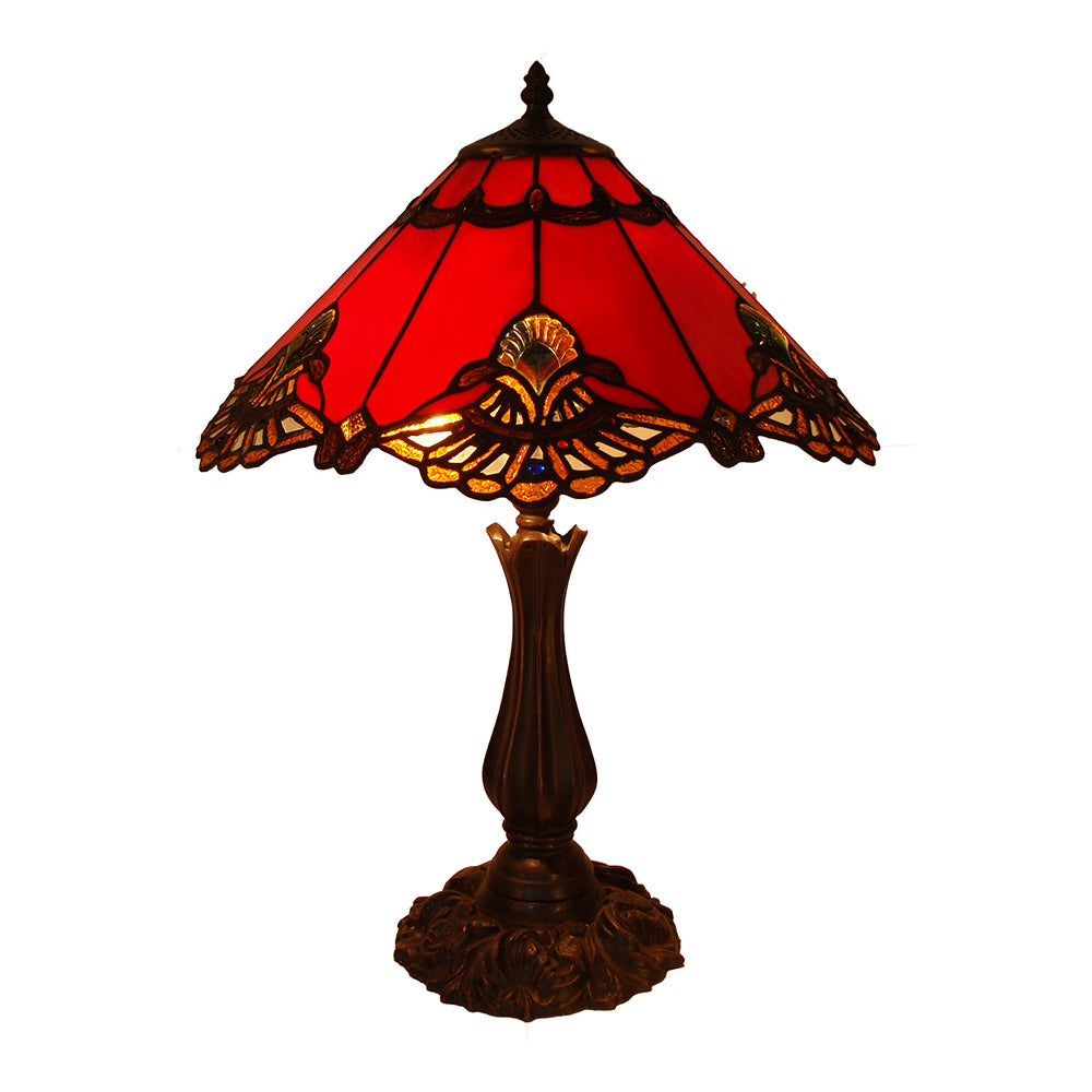 Benita Tiffany Style Table Lamp In Red - Large - Notbrand