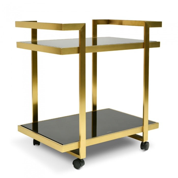 Zenith Bar Cart Trolley - Gold Base Tempered Glass - Notbrand