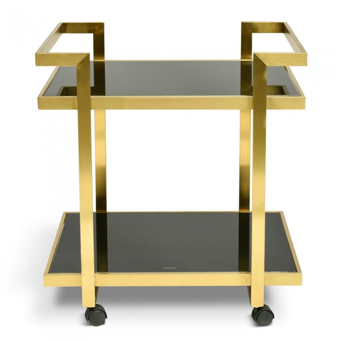 Zenith Bar Cart Trolley - Gold Base Tempered Glass - Notbrand