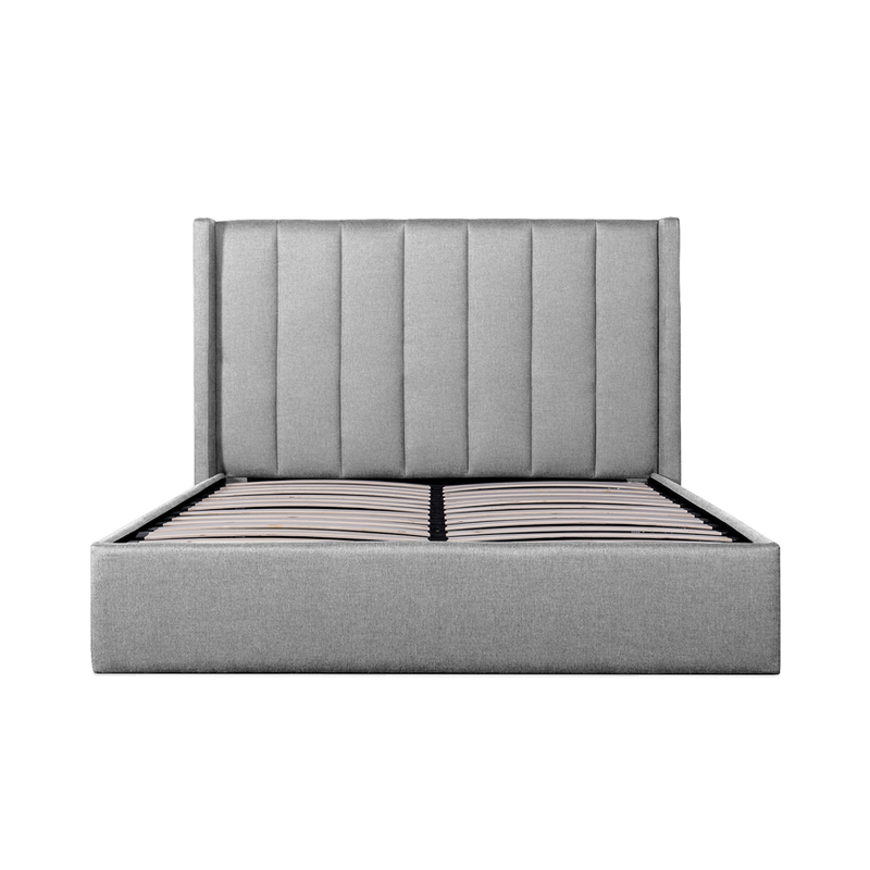 Todday Grey Fabric Queen Bed Frame with Storage - Notbrand