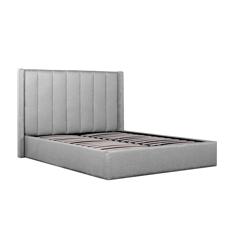 Todday Grey Fabric Queen Bed Frame with Storage - Notbrand