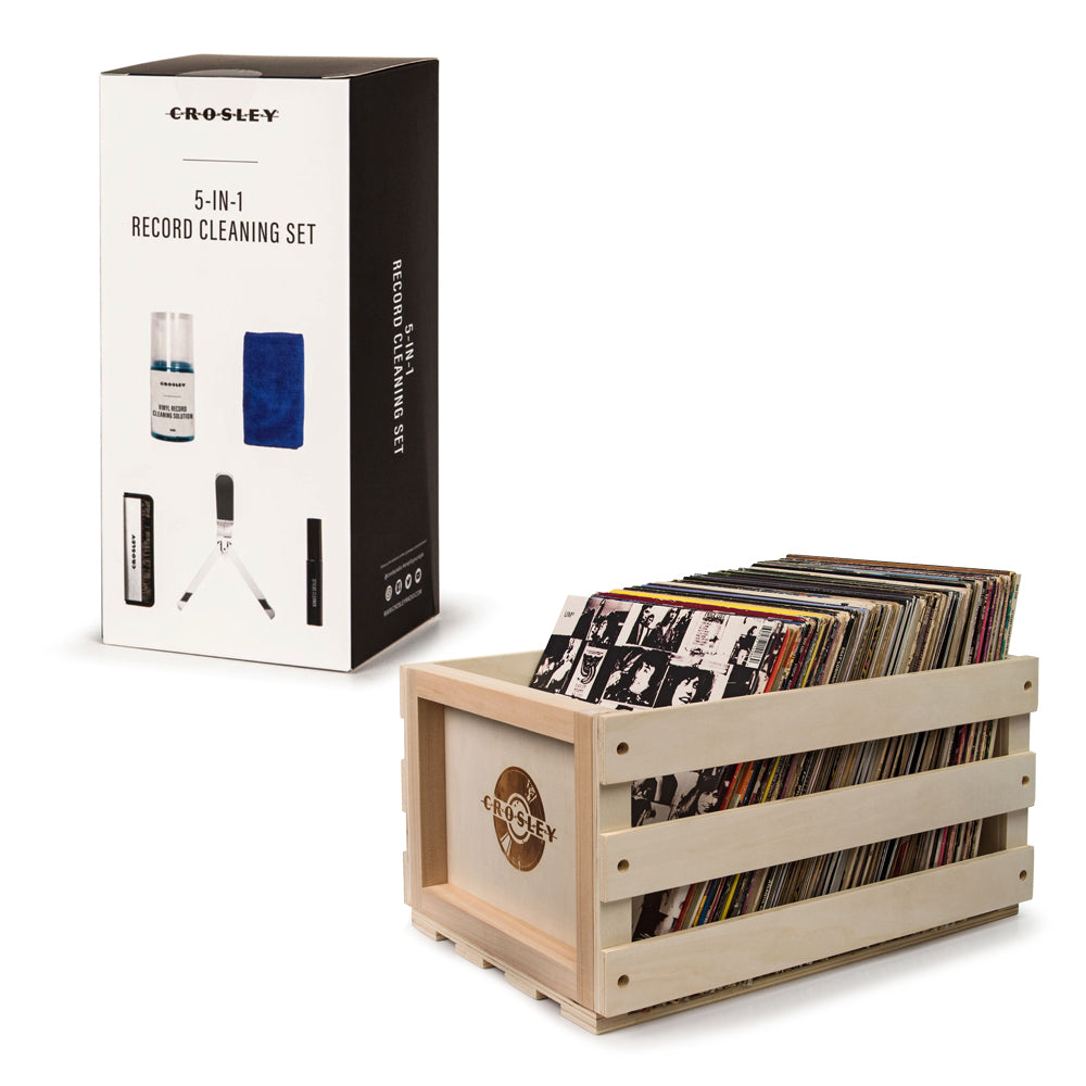 Crosley 5 In 1 Record Cleaning Set & Storage Crate Bundle - Notbrand