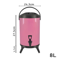 Pink Stainless Steel Milk Tea Barrel With Faucet - 8L - Notbrand