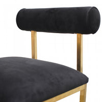 Dallas Dining Chair In Black Velvet - Brushed Gold Base - Notbrand