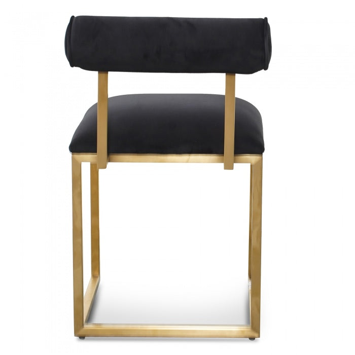 Dallas Dining Chair In Black Velvet - Brushed Gold Base - Notbrand