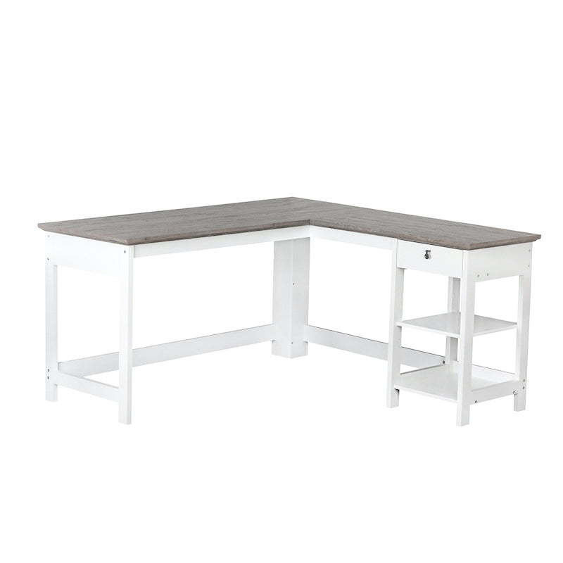 Broweville L-Desk In White & Grey - 1.5m - Notbrand