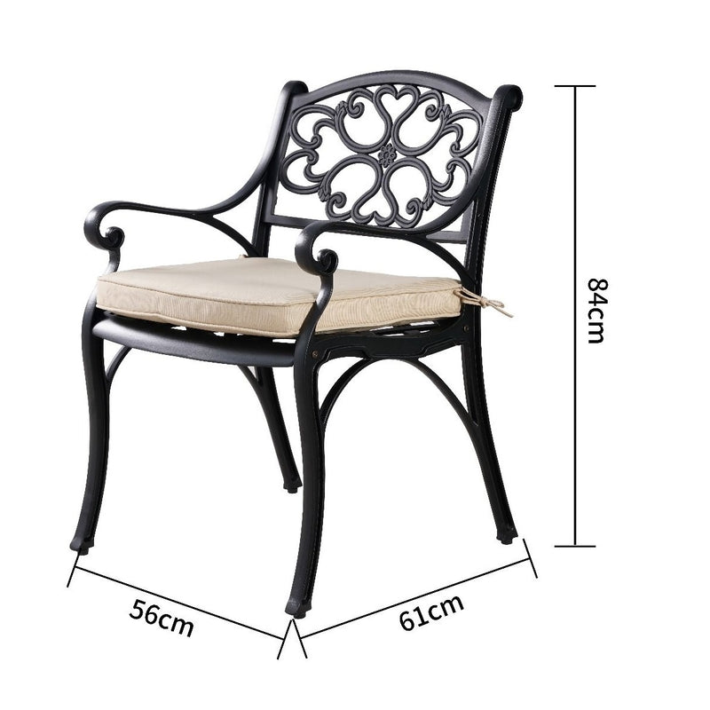 Set of 3 Marco Round Outdoor Dining Table with Chairs - Black - Notbrand